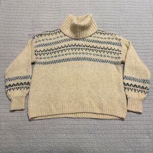 Madewell Somervell Fair Isle Turtleneck Sweater Size XS Oversized Knit Crop